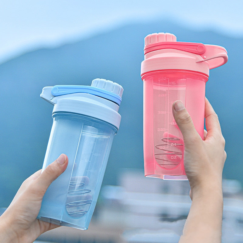 500ML Protein Water Bottle For Drink Plastic Leak Proof Sports Bottles Protein Shaker Water Bottle BPA FREE